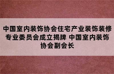 中国室内装饰协会住宅产业装饰装修专业委员会成立揭牌 中国室内装饰协会副会长